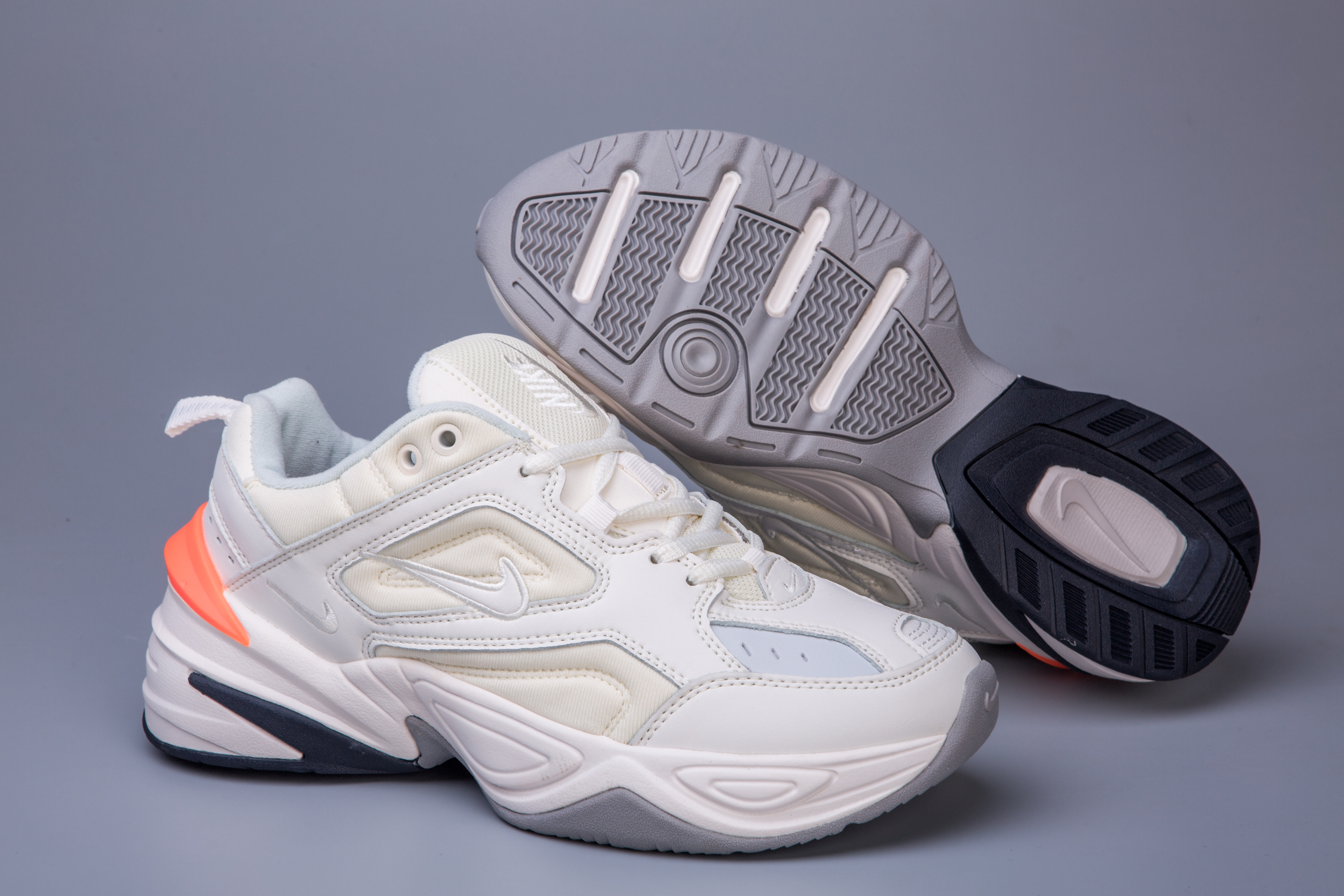 Nike Air M2K Tekno White Orange Shoes - Click Image to Close